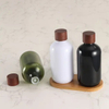 NEW 500ml PET Plastic Essential Oil Bottle Bamboo Wood Screw Lid Round Pure Dew Aromatherapy Liquid Bottle with Orifice Reducer
