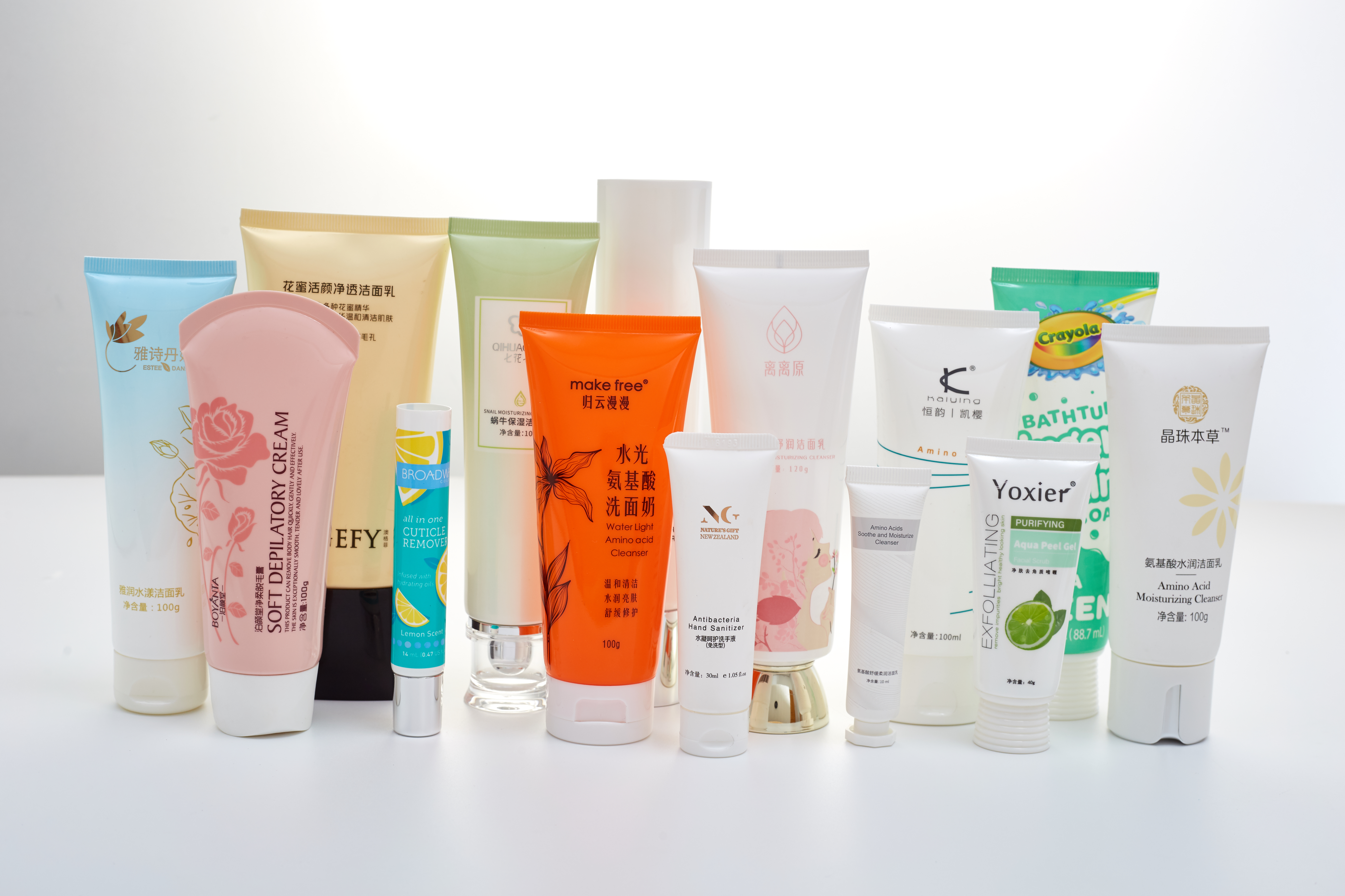 Empty PE Squeeze Face Wash Tube with Acrylic Cap