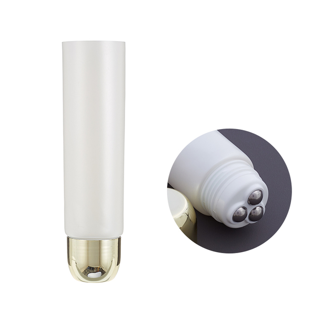 Skincare Packaging PE Triple Roller Ball Cream Tube Cosmetic Plastic Empty Tube with 3 Steel Applicator
