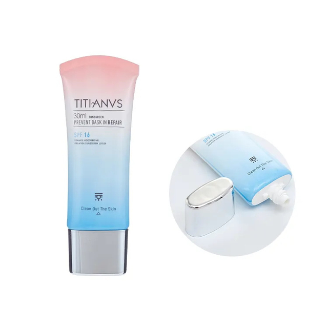 Glossy Foundation BB Cream Sunscreen Oval Cosmetic plastic package Tube with Silver Screw Top