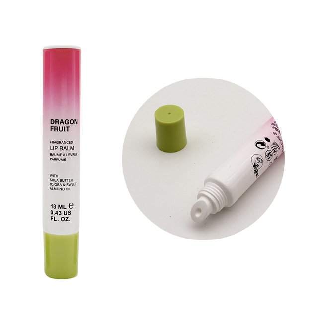 Squeeze Lip Balm Tubes Empty Soft Plastic Packaging Custom logo Lip Oil Plastic Applicator Ceramic Head Gradient Lip Gloss Tube