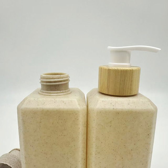Wholesale Eco Friendly Recycle 300ml Wheat Straw Mockup Bottle Biodegradable Cosmetic Packaging Wheat Straw Bottle