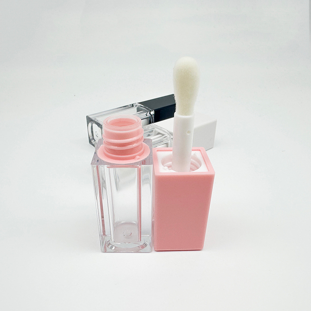 5ml Pink White Black Empty Custom Colored Lip Gloss Tube Container Square Lip Gloss Tubes With Wand