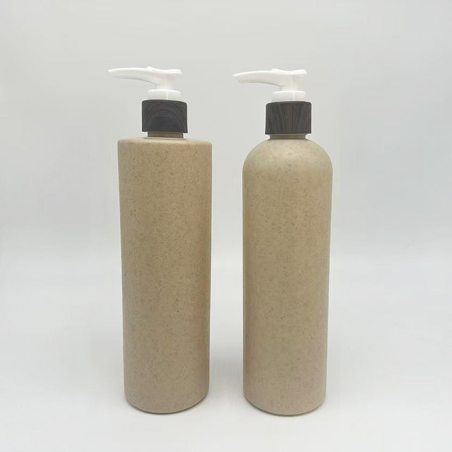 350ml 400ml durable biodegradable empty recyclable wheat straw skincare cosmetic packaging lotion plastic shampoo bottle