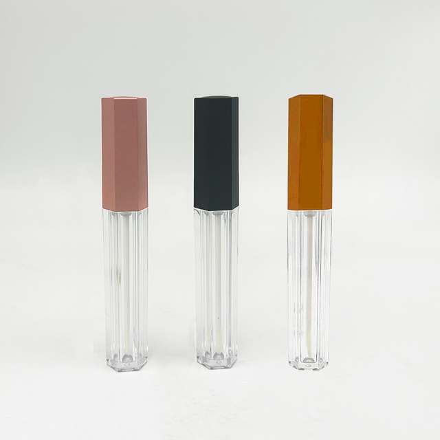 4ml Luxury Unique Empty ABS Plastic Exagon Shape Liquid Lipstick Cosmetic Packaging Lip Gloss Container Wand Tubes With Brush