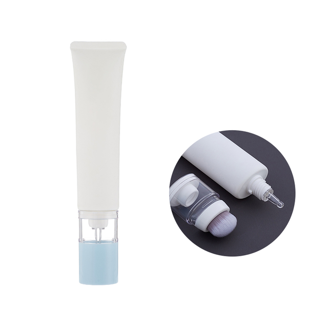  Flat Empty White Skincare Packaging Foundation Makeup Clear Dropper Tip Applicator Tube with Soft Fibrous Brush