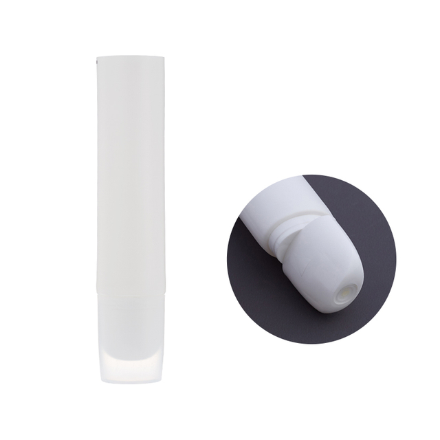 White Round Oval Custom Empty Plastic Cream Squeeze Cosmetic Packaging Tubes Center Twist Cap Special Function Head Flat Tube