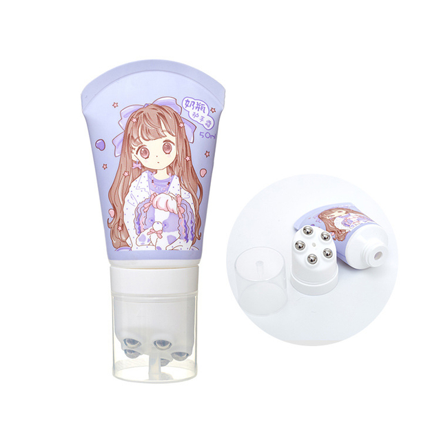 Hand Cream Plastic Cosmetic Massage 50ml Plastic Soft Lotion Tube With 5 Metal Stainless Steel Roller Ball