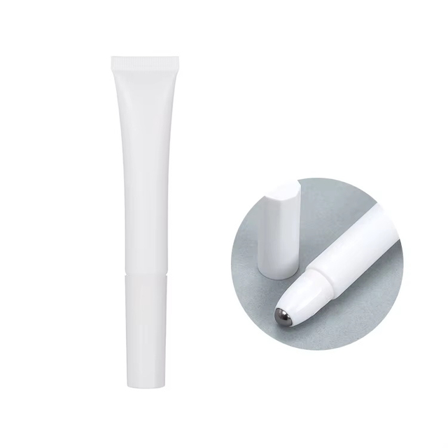 Cosmetic Squeeze Soft Eye Cream Tubes Massage Cream Functional Tube with Single Stainless Steel Roller Ball Special Applicators