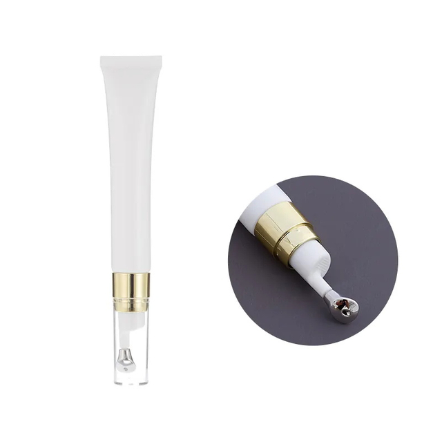 Custom D19 PE Soft Tube 10-25ml Plastic Eye Cream Tube Zinc Alloy Metal Applicator for Skin Care Includes Massage Feature