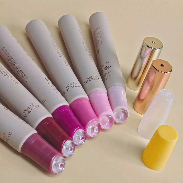 Customized 10ml Lip Balm Plastic PE Soft Touch D19mm Squeeze Plastic Packaging Lip Gloss Tube with Silicone Head