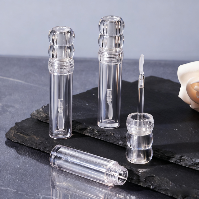 4ml Lip Balm Tubes and Packaging clear Lipgloss Tube with Silicone Wand
