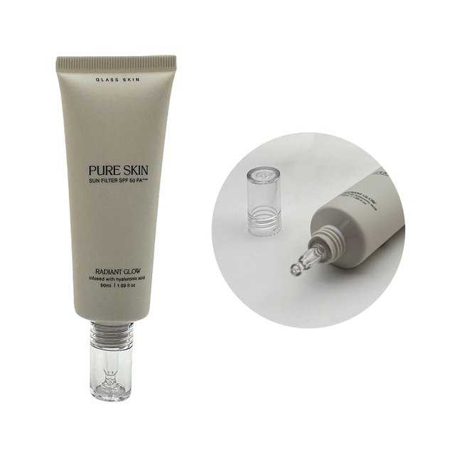 Soft Squeeze Skincakre Sunscreen Cream Lotion Sunblock Pe Cosmetic Packaging Tube with Dropper Tip Applicator
