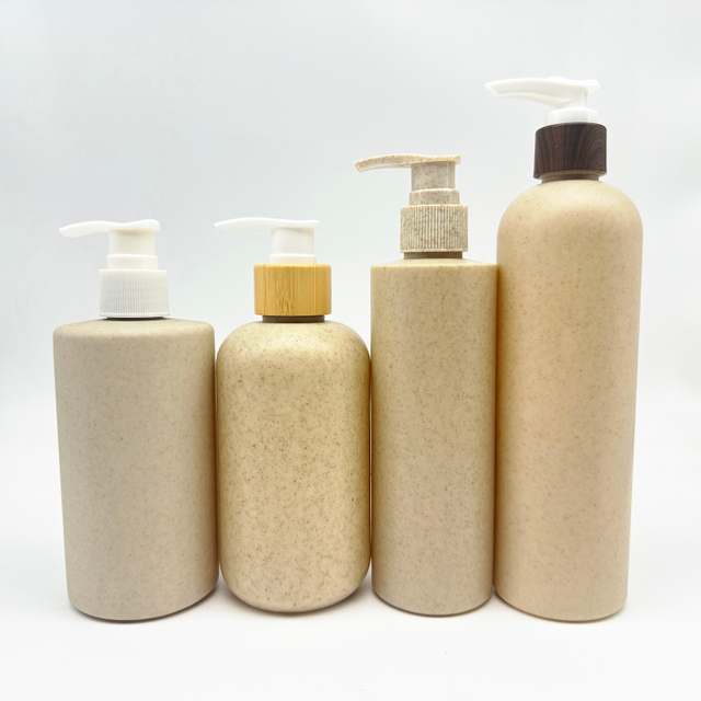 100ml 150ml 200ml 250ml Recyclable Lotion Shampoo Bottle Degradable Biodegrade Material Wheat Straw Pump Head Bottle