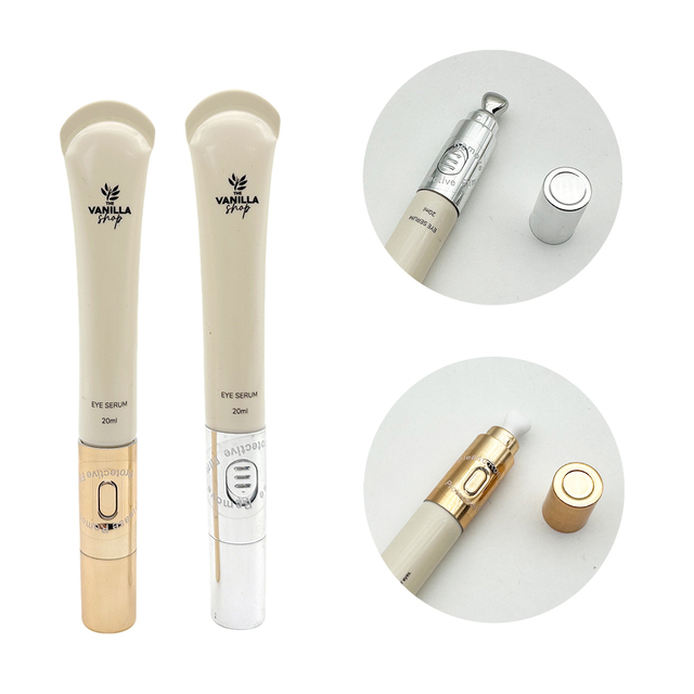 Massage Eye Cream Tube 10ml 15ml 20ml Packaging Tube with Electric Vibrating Applicator Metal Ceramic Head for Eye Cream