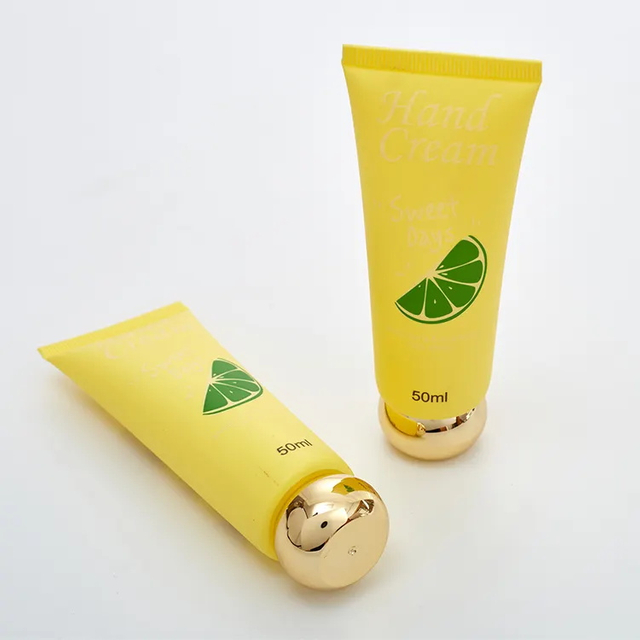 Custom Printing Yellow 50ml Cosmetic PE Packaging Squeeze Cream Soft Plastic Cosmetic Tube Empty Hand Cream Body Lotion Tube