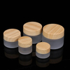 Wholesale High Quality Empty 10ml 30ml 50ml 100ml Frosted Glass Cream Jar Cosmetic Skincare with Bamboo Lid