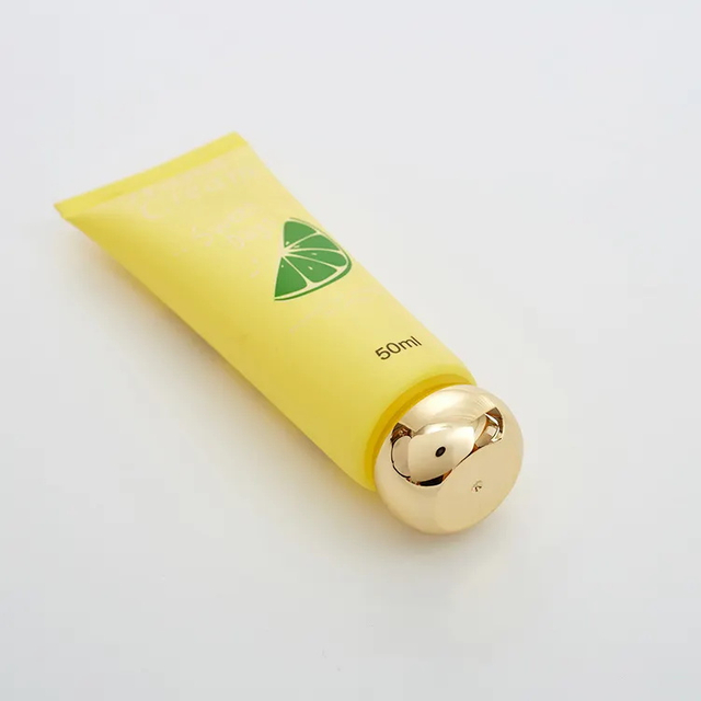 Custom Printing Yellow 50ml Cosmetic PE Packaging Squeeze Cream Soft Plastic Cosmetic Tube Empty Hand Cream Body Lotion Tube