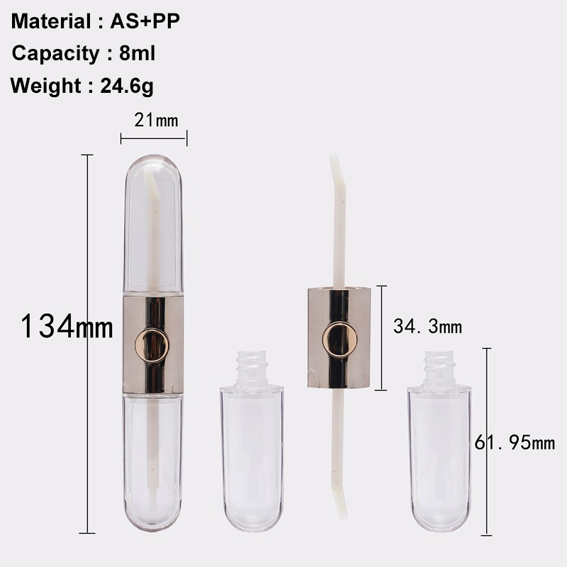 2 in 1 empty 8ml lip gloss tube