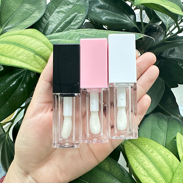 5ml Pink White Black Empty Custom Colored Lip Gloss Tube Container Square Lip Gloss Tubes With Wand