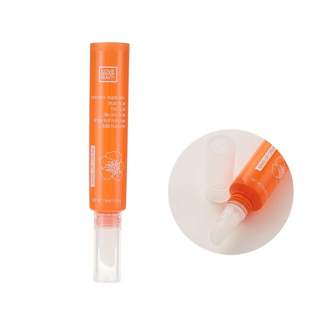 Empty Soft Round Cosmetic Plastic PE Lip Balm Tube Silicone Applicator Squeeze Lip Gloss Tubes