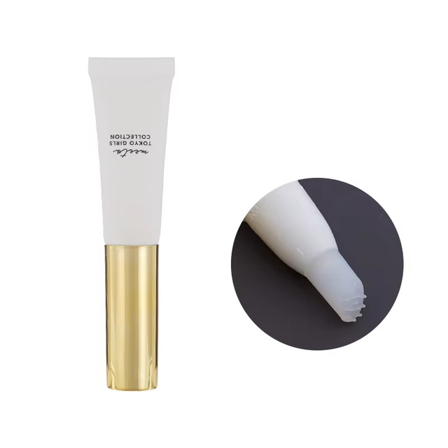 Gloss Gold Plating White Squeeze Soft Tube Packaging Eye Cream Massage Tube with Silicone Head
