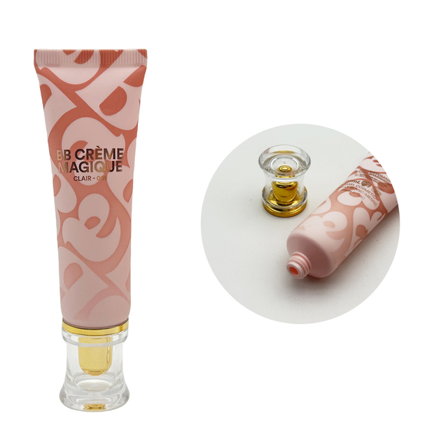 Foundation Makeup Skincare Squeeze Cosmetic Plastic Tube Acrylic Screw on Cap Round Plastic Tube for Cosmetics BB Cream Tube