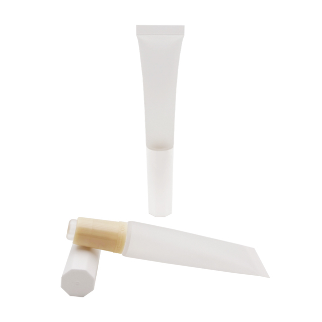 Empty Cosmetic Soft Squeeze Tube Twist Lock Silicone Tip Applicator Frosted Eye Lipgloss Cream Tube Octagonal Cap 