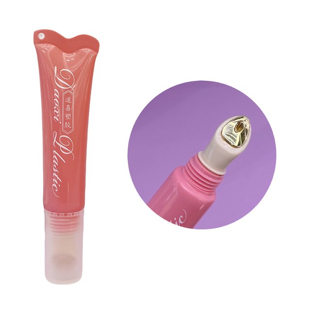 15ml Pink Cosmetic Squeeze Portable Squeeze Makeup Tube with Hanging Hole Gold Zinc Alloy Massage Head for Eye Cream & Lip Gloss