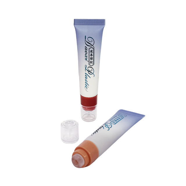 Donut Head Applicator Lip Balm Tube Transparent Cap Gradient Plastic Soft Squeeze Tube Empty Cosmetic Tube Custom Logo OEM 