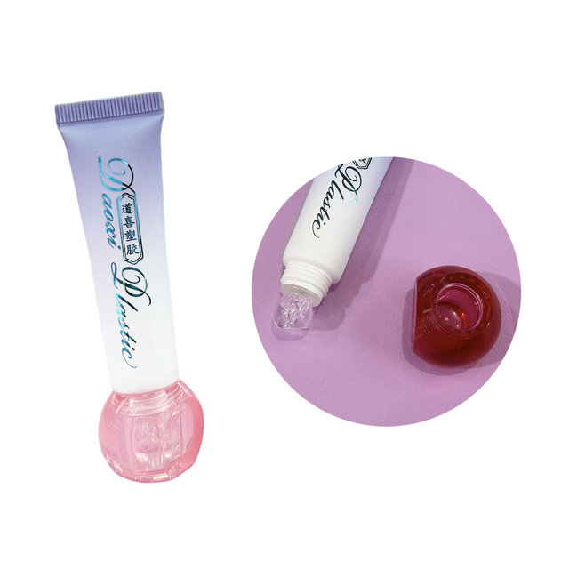 Custom Gradient Plastic Packaging Soft Squeeze Cosmetic Tube With Translucent Pink Bulbous Screw Cap clear Applicator