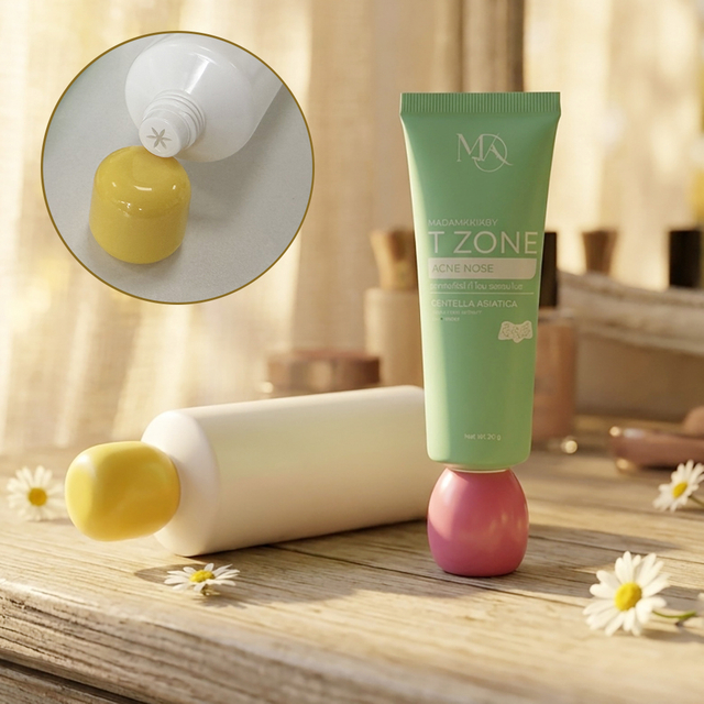 Creative Star-Shaped Orifice Cosmetic Squeeze Tube with Unique Apple Shaped Cap Color Packaging for Cream