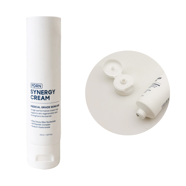 Custom Logo Empty 50ml Cosmetic Squeeze Tube LDPE White Plastic Cream Packaging Tube with White Flip Top Cap