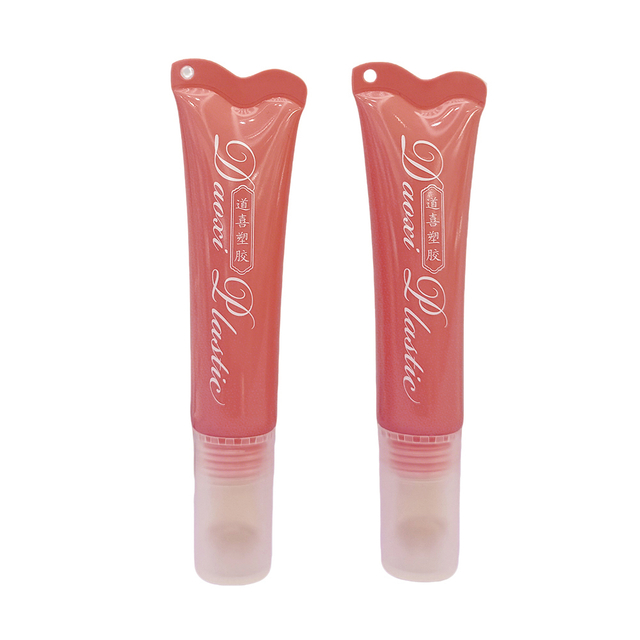 15ml Pink Cosmetic Squeeze Portable Squeeze Makeup Tube with Hanging Hole Gold Zinc Alloy Massage Head for Eye Cream & Lip Gloss